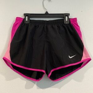 Nike Black and Pink Short Athletic Shorts with Built-in Underwear - Size Small
